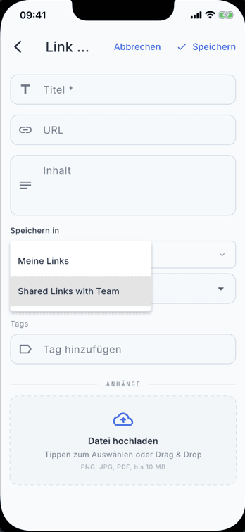 Add a link in a team